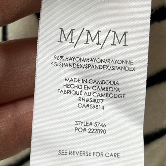 CABI Balloon SLV Drop Shoulder Keyhole Tie Preppy Beach Work B/W Stripe Tunic M - Picture 13 of 16